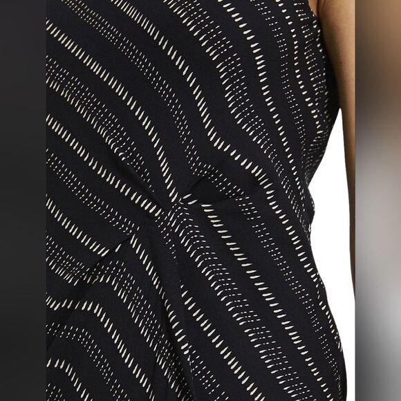 EUC THEORY Women's 100% Silk Draped Tucked Midi Dress Black White Size 8 - Picture 4 of 14